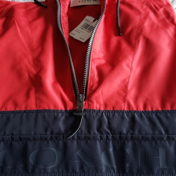 Brand NWTs Coach Red/Navy Pullover Half Zip Jacket - Picture 8 of 8